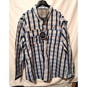 NWT Realtree Fishing Mens 3XL Plaid Long Sleeve Shirt Vented Performance XXXL